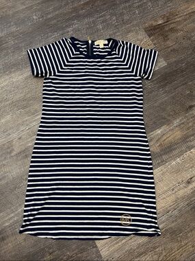 MICHAEL Michael Kors Navy and White Striped Girls' Tee Dress